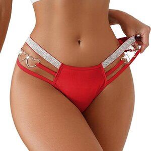 Red Sexy Panties Cut Out Low Rise Cheeky Underwear Strappy V Waist